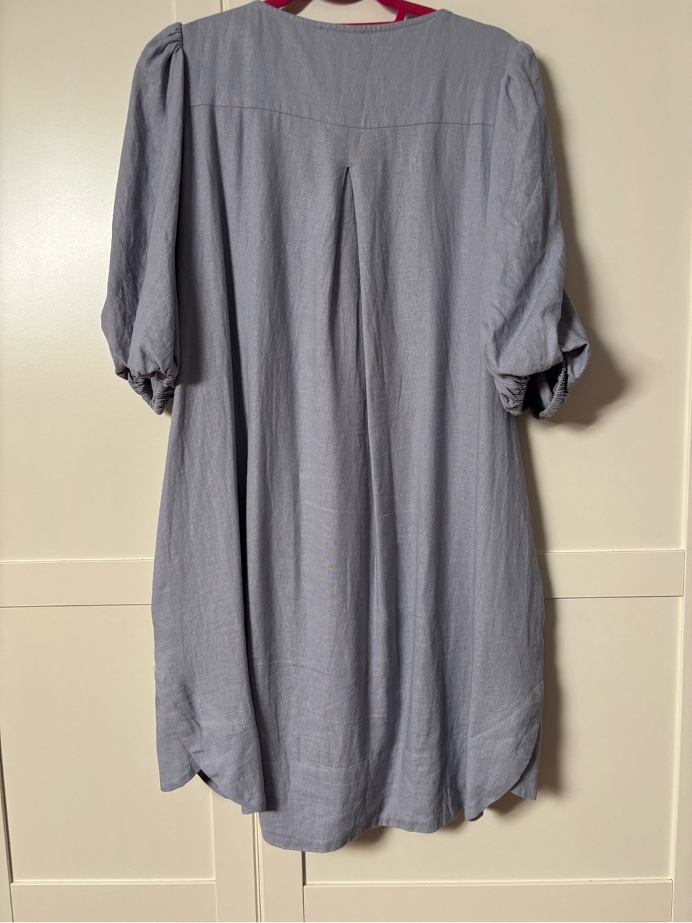 Cynthia Rowley Light Blue Linen V-Neck Puff Sleeve Tunic - Picture 2 of 8
